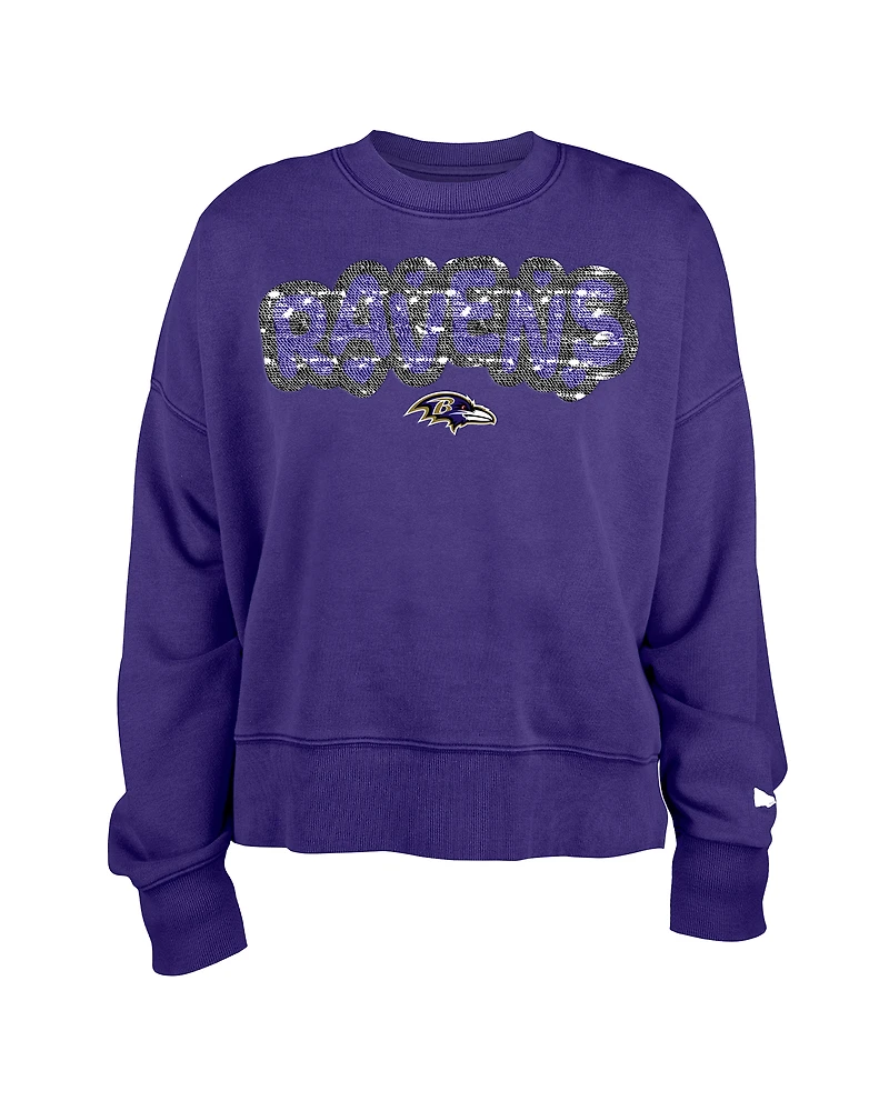 Sweat-shirt violet à paillettes pour fille New Era des Baltimore Ravens