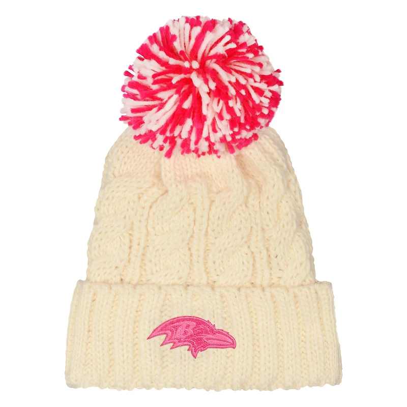 Girls Outerstuff  White Baltimore Ravens Cable Cuffed Knit Hat with Pom