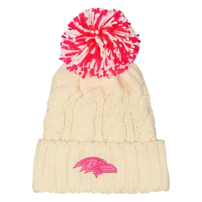 Girls Outerstuff  White Baltimore Ravens Cable Cuffed Knit Hat with Pom