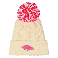Girls Outerstuff  White Baltimore Ravens Cable Cuffed Knit Hat with Pom