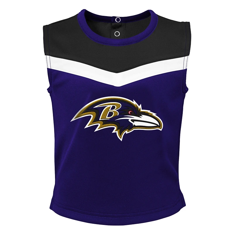 Girls Toddler Purple Baltimore Ravens Spirit Cheer Two-Piece Cheerleader Set with Bloomers