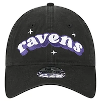 Casquette ajustable New Era noire Baltimore Ravens Cheer 9TWENTY pour jeunes filles