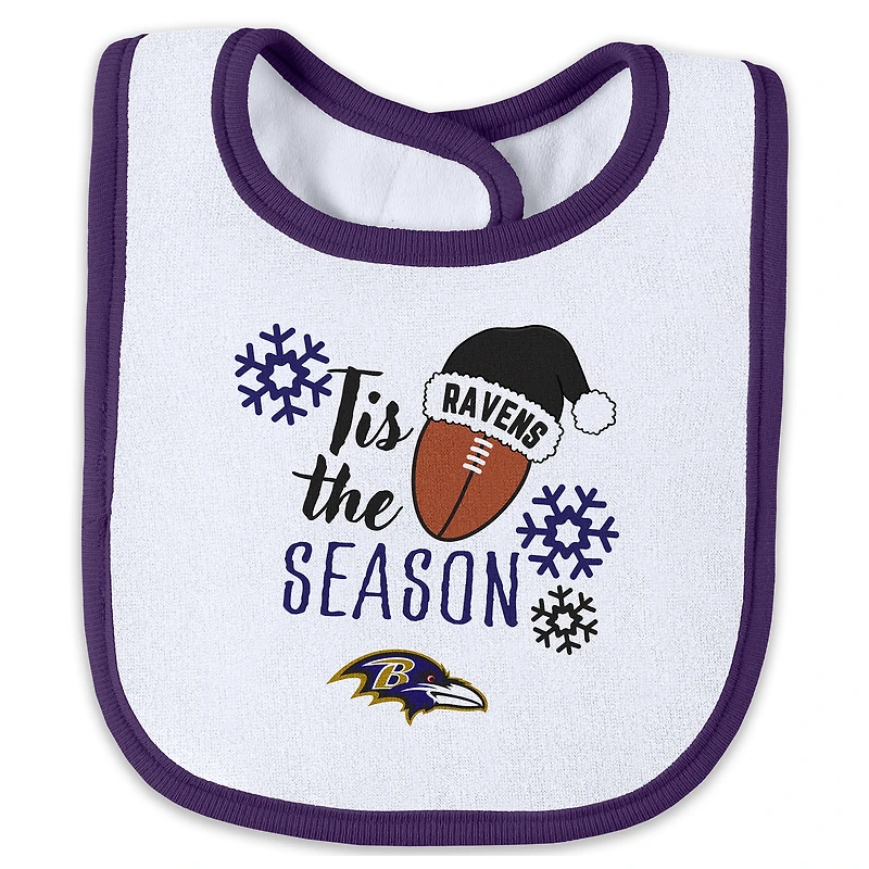 Vêtements pour bébés et nouveau-nés par Erin Andrews Ensemble pyjama bavoir à fermeture éclair les fêtes des Ravens de Baltimore