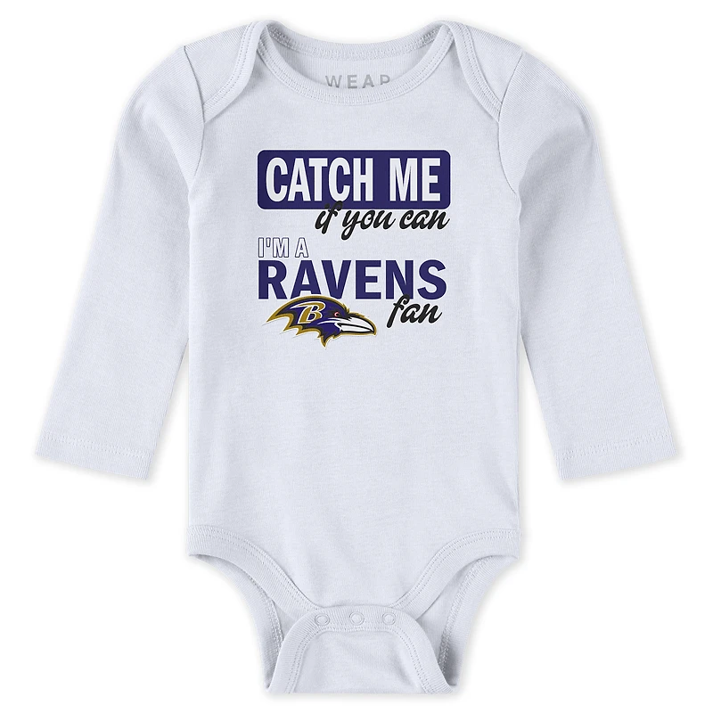 Infant & Newborn WEAR by Erin Andrews Baltimore Ravens Three-Piece Turn Me Around Bodysuits Pant Set