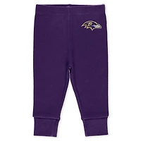Infant & Newborn WEAR by Erin Andrews Baltimore Ravens Three-Piece Turn Me Around Bodysuits Pant Set