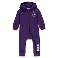 Combinaison à capuche en polaire violette avec fermeture éclair intégrale pour nourrissons et nouveau-nés par Erin Andrews Baltimore Ravens