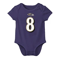 Body bébé Nike Lamar Jackson violet Baltimore Ravens avec nom et numéro
