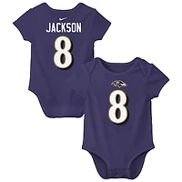 Infant Nike Lamar Jackson Purple Baltimore Ravens Name & Number Bodysuit