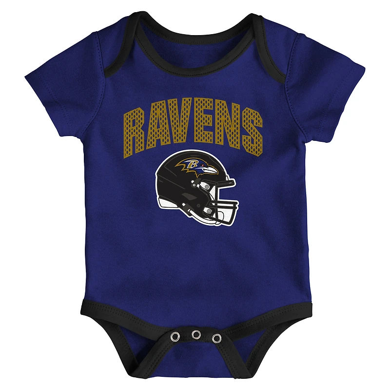 Ensemble de body trois pièces pour bébé Outerstuff Baltimore Ravens All Day Play