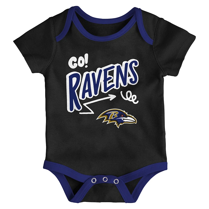 Infant Outerstuff Baltimore Ravens All Day Play Three-Piece Bodysuit Set
