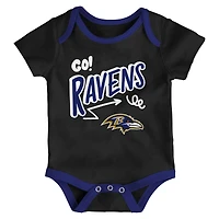 Infant Outerstuff  Baltimore Ravens All Day Play Three-Piece Bodysuit Set