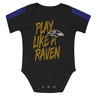 Infant Outerstuff Purple/Black Baltimore Ravens Double Down Bodysuits and Pants 3-Piece Set