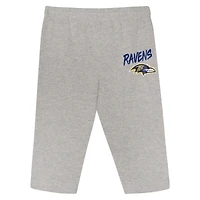 Infant Outerstuff Purple/Black Baltimore Ravens Double Down Bodysuits and Pants 3-Piece Set