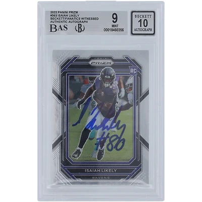 Isaiah Likely Baltimore Ravens Autographed 2022 Panini Prizm #363 Beckett Fanatics Witnessed Authenticated 9/10 Rookie Card