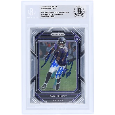Isaiah Likely Baltimore Ravens Autographed 2022 Panini Prizm #363 Beckett Fanatics Witnessed Authenticated Rookie Card