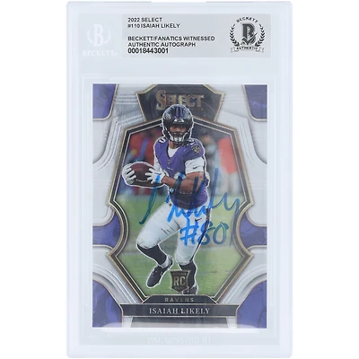 Isaiah Likely Baltimore Ravens Autographed 2022 Panini Select #110 Beckett Fanatics Witnessed Authenticated Rookie Card