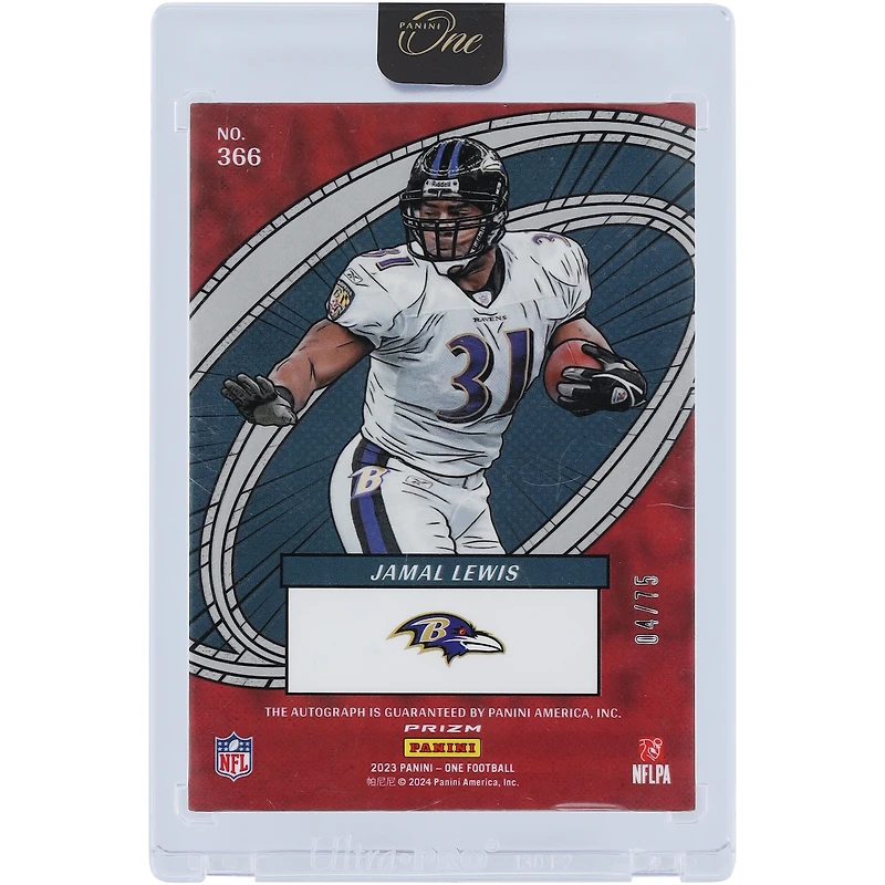 Jamal Lewis Baltimore Ravens Autographed 2023 Panini One Blue The Oneders #366 #4/75 Card