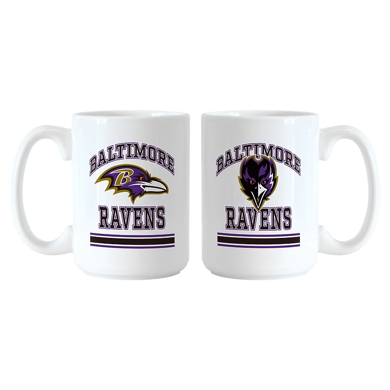 Logo Brands Baltimore Ravens 15oz. Current & Throwback Mug Set