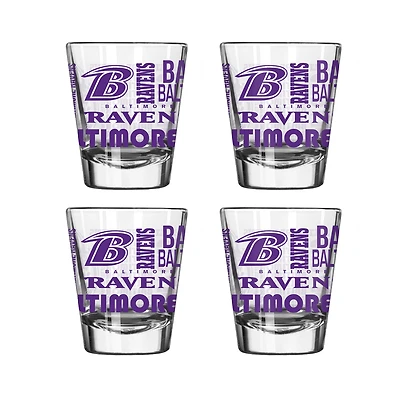 Ensemble de 4 verres à shot Logo Brands Baltimore Ravens (6 cl).