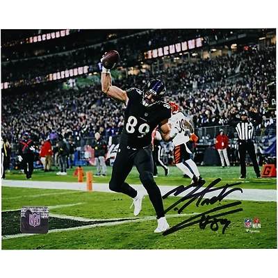 Photographie autographiée de Mark Andrews des Baltimore Ravens lors du touchdown de 20 x 25 cm