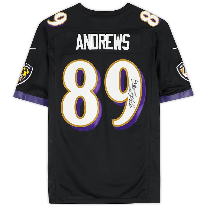 Maillot Nike noir alternatif dédicacé par Mark Andrews des Baltimore Ravens