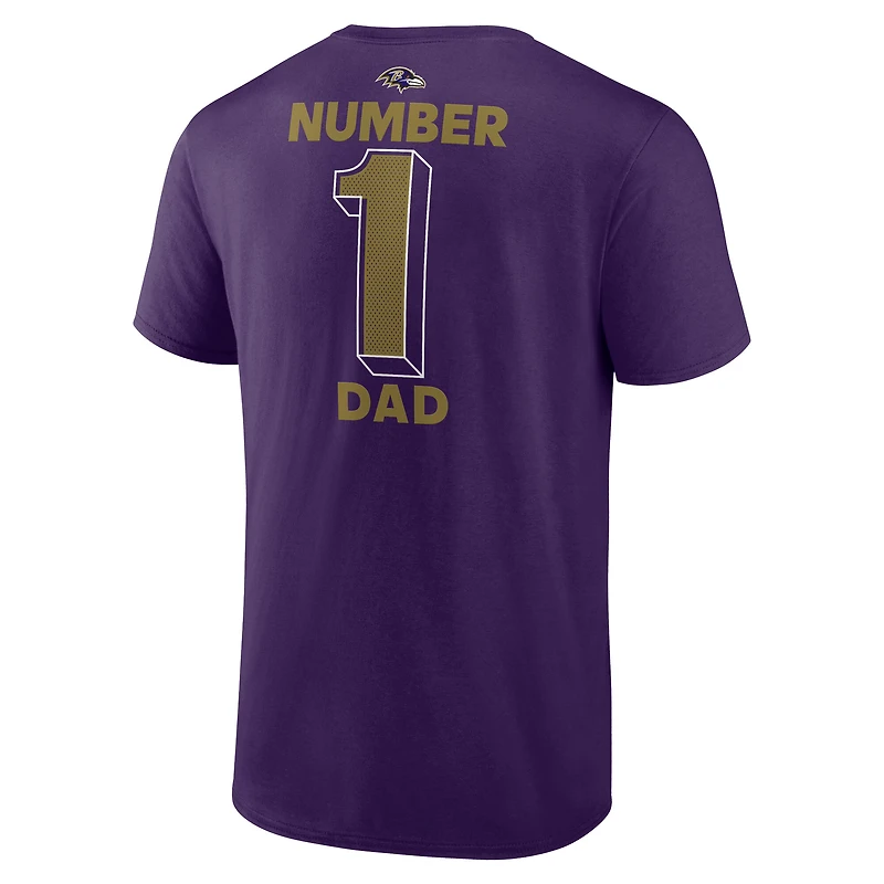 T-shirt Fanatics Purple Baltimore Ravens pour hommes, grand et grand, numéro un, papa