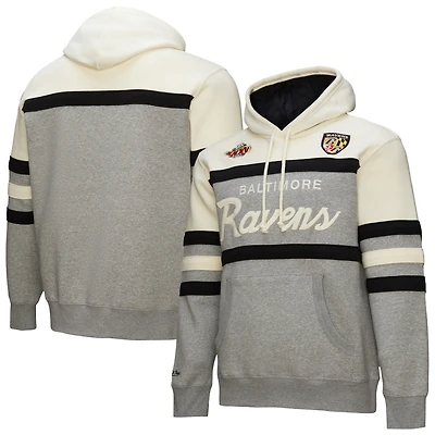 Sweat à capuche logo vintage pour homme Mitchell & Ness Heather Gray Baltimore Ravens Head Coach
