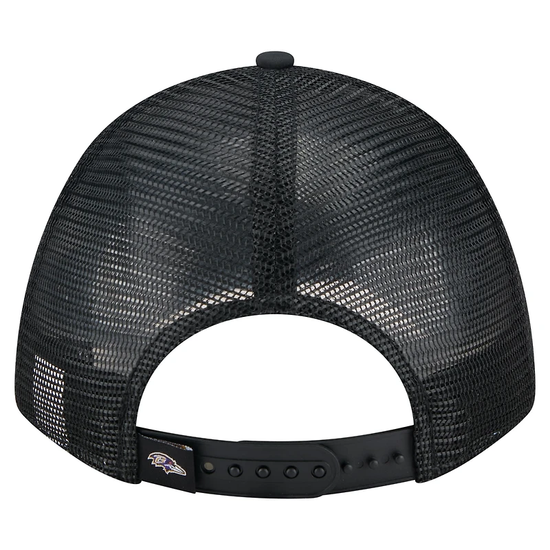 Casquette ajustable New Era noire Baltimore Ravens Active Minimalist M-Crown A-Frame 9FORTY pour homme