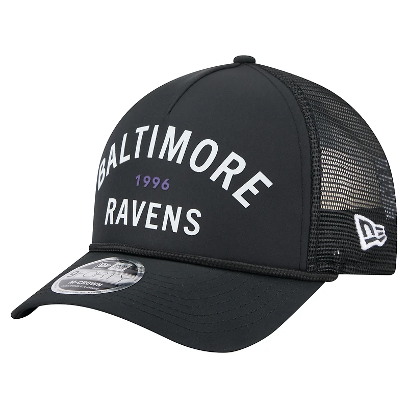Casquette ajustable New Era noire Baltimore Ravens Active Minimalist M-Crown A-Frame 9FORTY pour homme