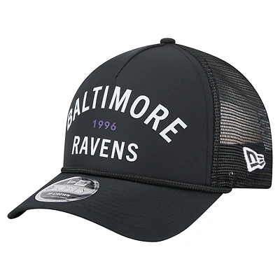 Casquette ajustable New Era noire Baltimore Ravens Active Minimalist M-Crown A-Frame 9FORTY pour homme