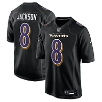 Maillot tendance Nike Lamar Jackson pour homme, noir carbone, Baltimore Ravens