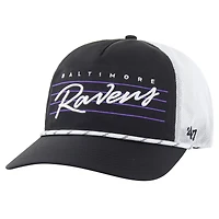 Men's '47 Black/White Baltimore Ravens Downburst Relaxed Hitch Trucker Adjustable Hat