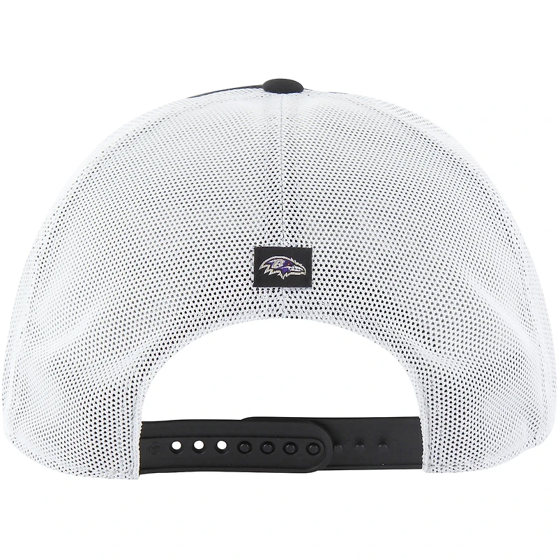 Men's '47 Black/White Baltimore Ravens Downburst Relaxed Hitch Trucker Adjustable Hat