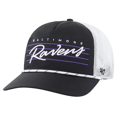 Men's '47 Black/White Baltimore Ravens Downburst Relaxed Hitch Trucker Adjustable Hat