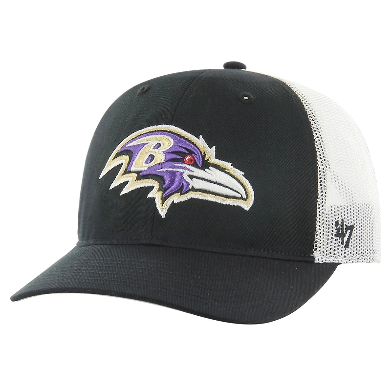 Men's '47 Black/White Baltimore Ravens Team Unstructured Trucker Adjustable Hat