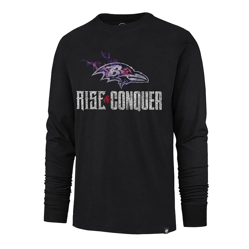 T-shirt à manches longues Franklin Rise and Conquer des Baltimore Ravens pour homme, noir, 1947