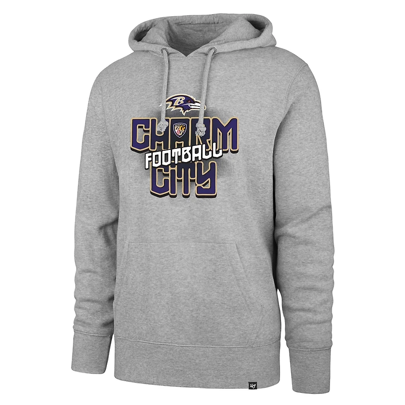 Men's '47 Gray Baltimore Ravens Regional Headline Pullover Hoodie
