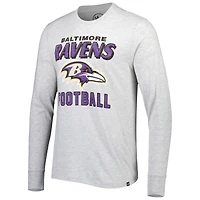 Men's '47 Heathered Gray Baltimore Ravens Dozer Franklin Long Sleeve T-Shirt