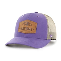 Casquette réglable en cuir brut '47 violet/naturel Baltimore Ravens Trucker pour homme
