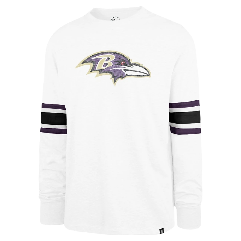 T-shirt blanc à manches longues '47 Baltimore Ravens Gridiron Premier Brex pour hommes