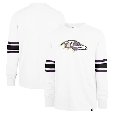 T-shirt blanc à manches longues '47 Baltimore Ravens Gridiron Premier Brex pour hommes