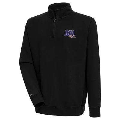 Men's Antigua  Black Baltimore Ravens Victory Quarter-Zip Pullover Top