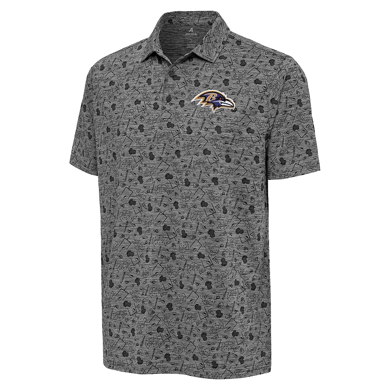 Polo Relentless Antigua Heather Black pour homme des Baltimore Ravens