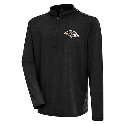 Men's Antigua  Heather Black Baltimore Ravens Tidy Quarter-Zip Pullover Hoodie