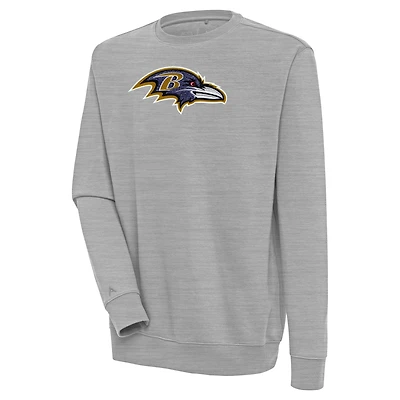 Men's Antigua  Heather Gray Baltimore Ravens Victory Crewneck Pullover Sweatshirt