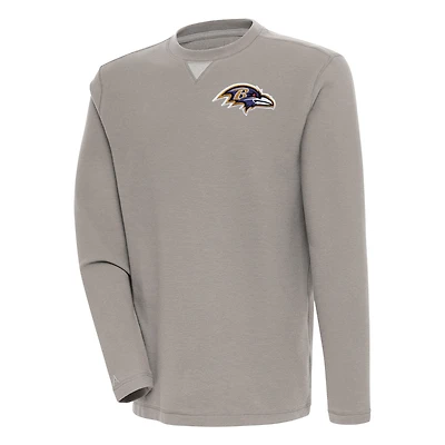 Men's Antigua  Oatmeal Baltimore Ravens Flier Bunker Pullover Sweatshirt