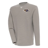 Men's Antigua  Oatmeal Baltimore Ravens Flier Bunker Pullover Sweatshirt