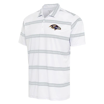 Men's Antigua White/Gray Baltimore Ravens Groove Polo
