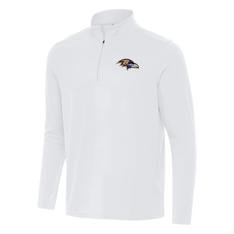 Men's Antigua White Baltimore Ravens Intent Quarter-Zip Pullover Top