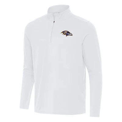 Men's Antigua White Baltimore Ravens Intent Quarter-Zip Pullover Top